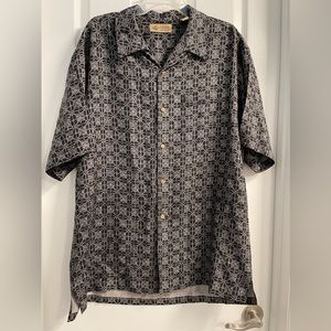 Lord & Taylor Casual Classics black 100% silk shirt size L